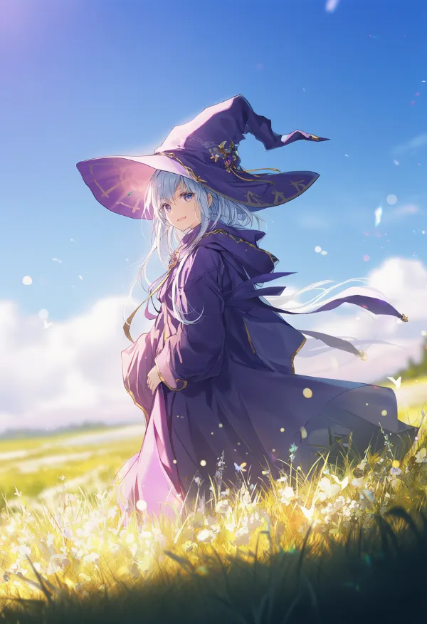 紫色のローブのAIイラスト｜プロンプト紹介