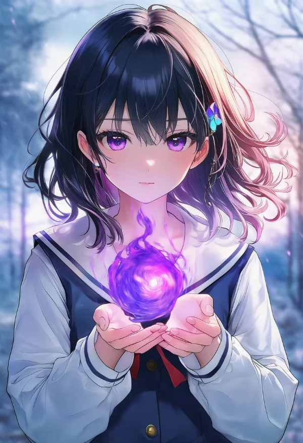 紫色の炎のAIイラスト｜プロンプト紹介