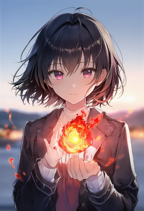 赤色の炎のAIイラスト｜プロンプト紹介