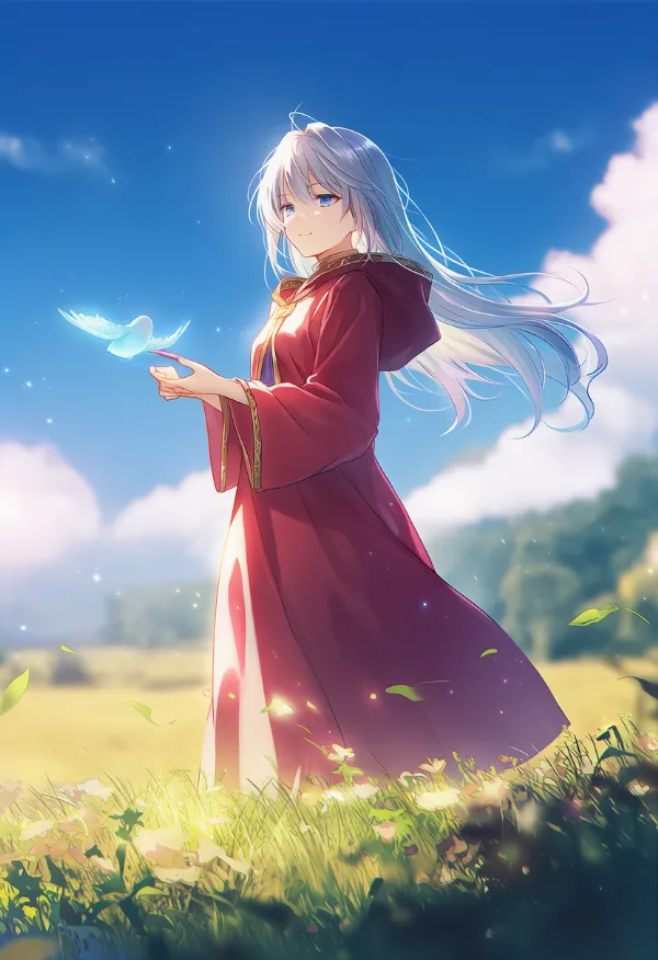 赤色のローブのAIイラスト｜プロンプト紹介