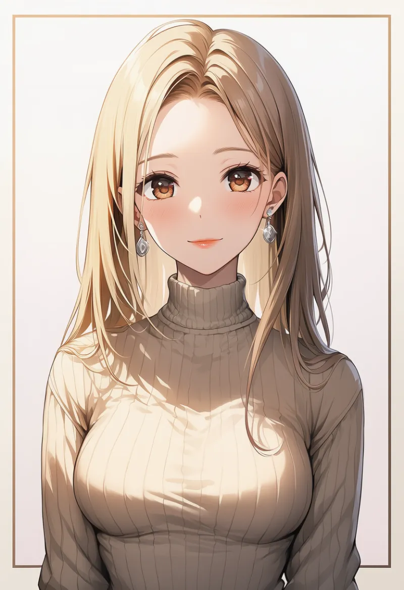 リブ編みセーター|女子大生ファッションのプロンプト紹介