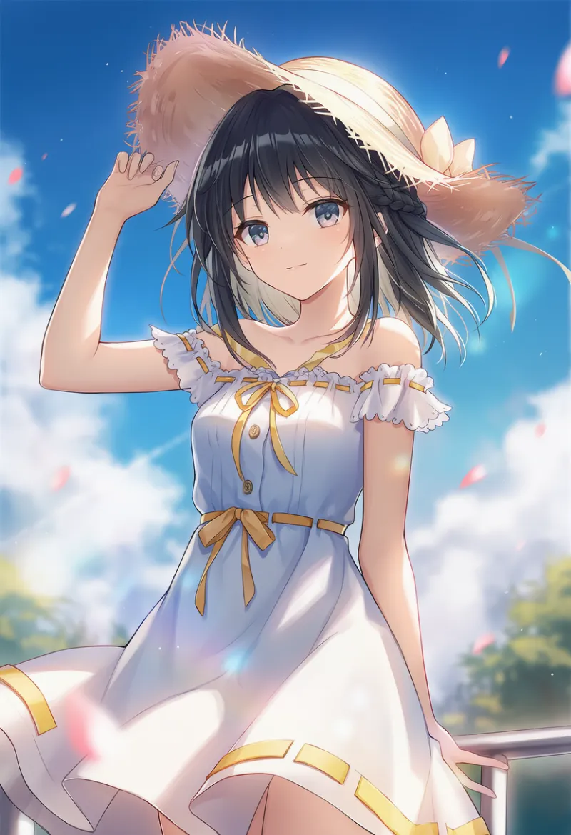 リボンの縁取りのある服のAIイラスト｜プロンプト紹介