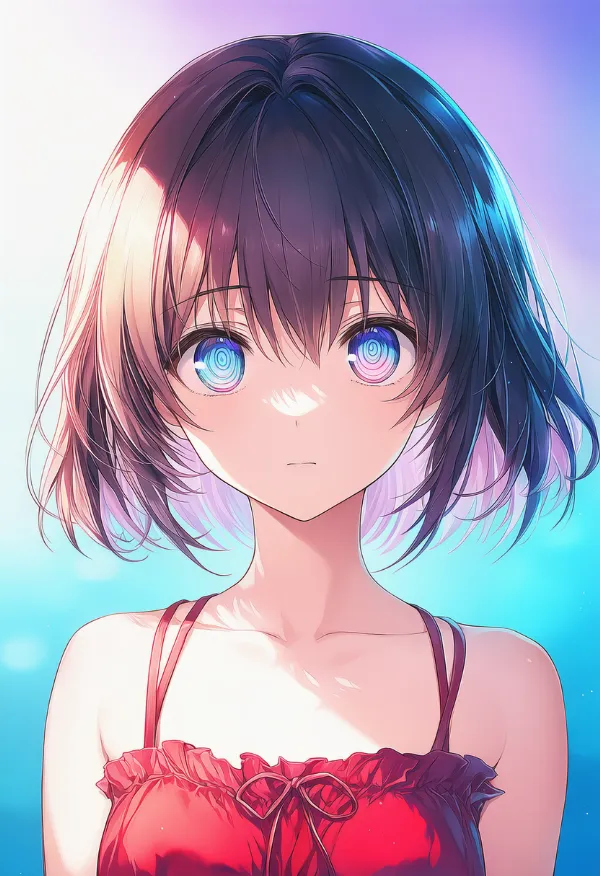 リング状の目のAIイラスト（催眠シーン）