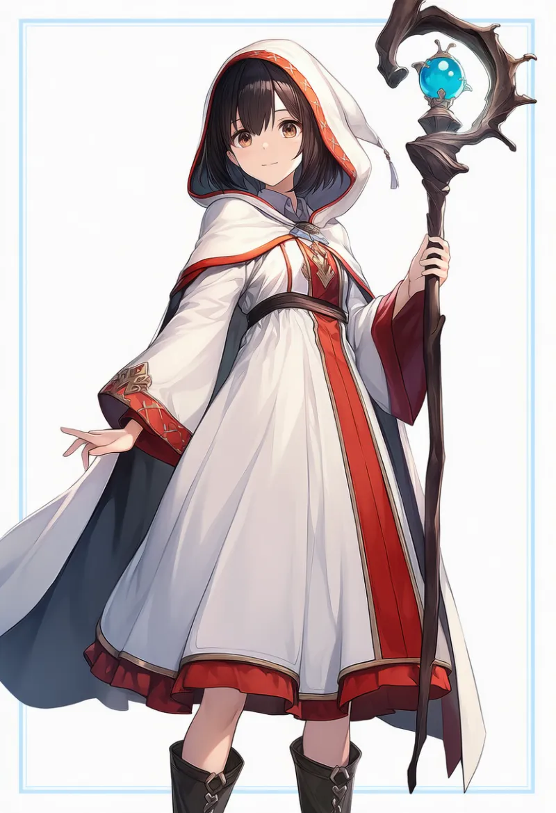 白魔道士風ローブのコーデ｜プロンプト紹介