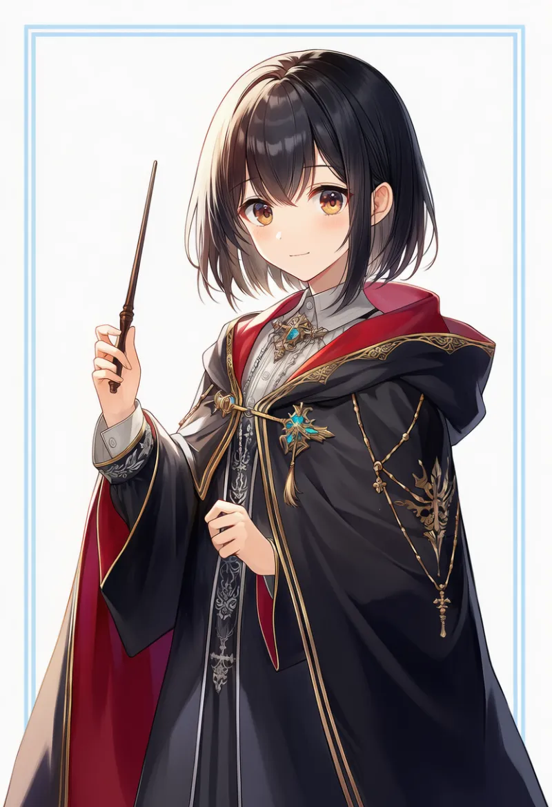 魔法学校風ローブのコーデ｜プロンプト紹介