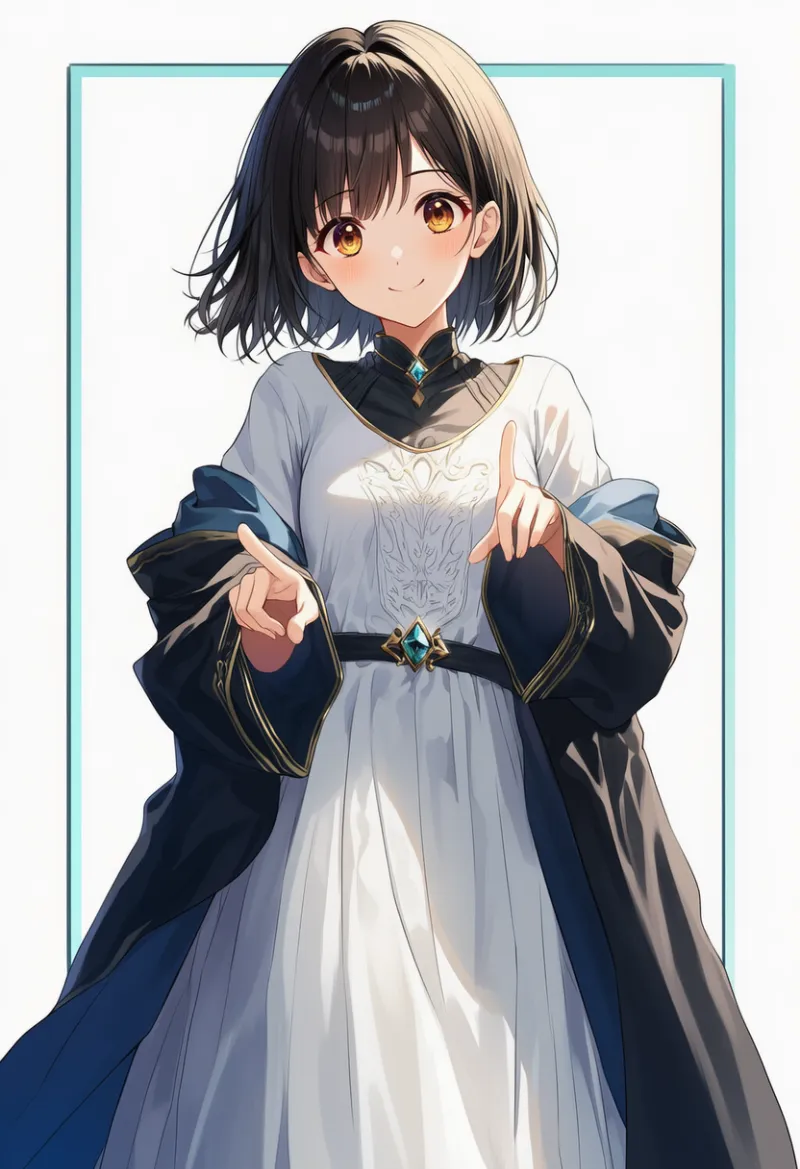 ローブを部分的に脱いだ状態のAIイラスト｜プロンプト紹介