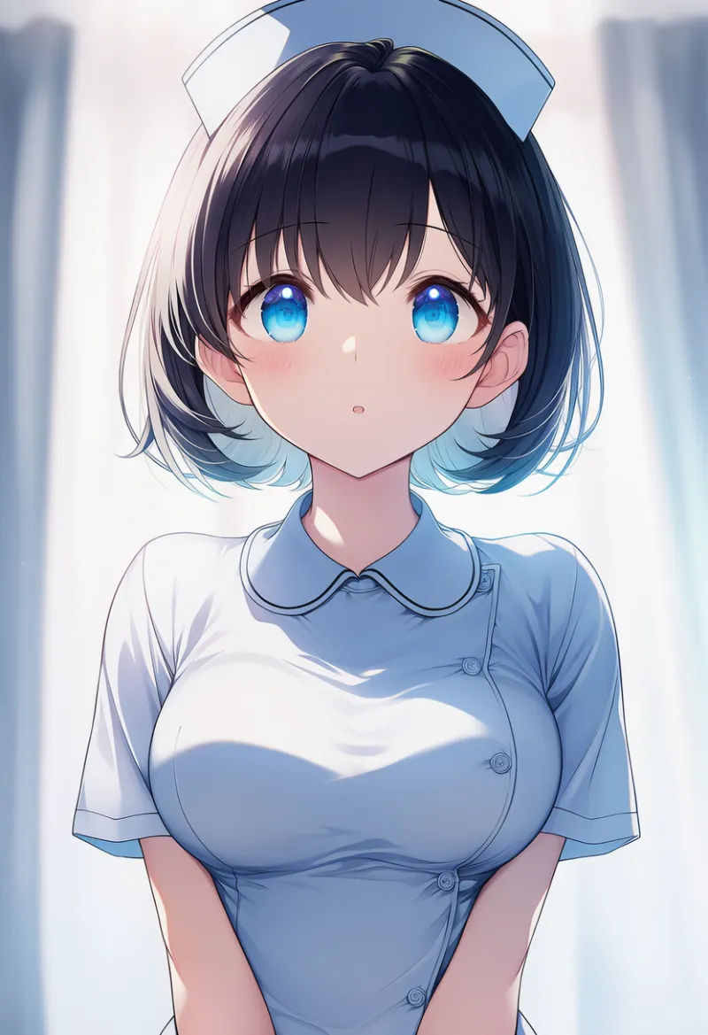 丸襟のナース服のAIイラスト｜プロンプト紹介
