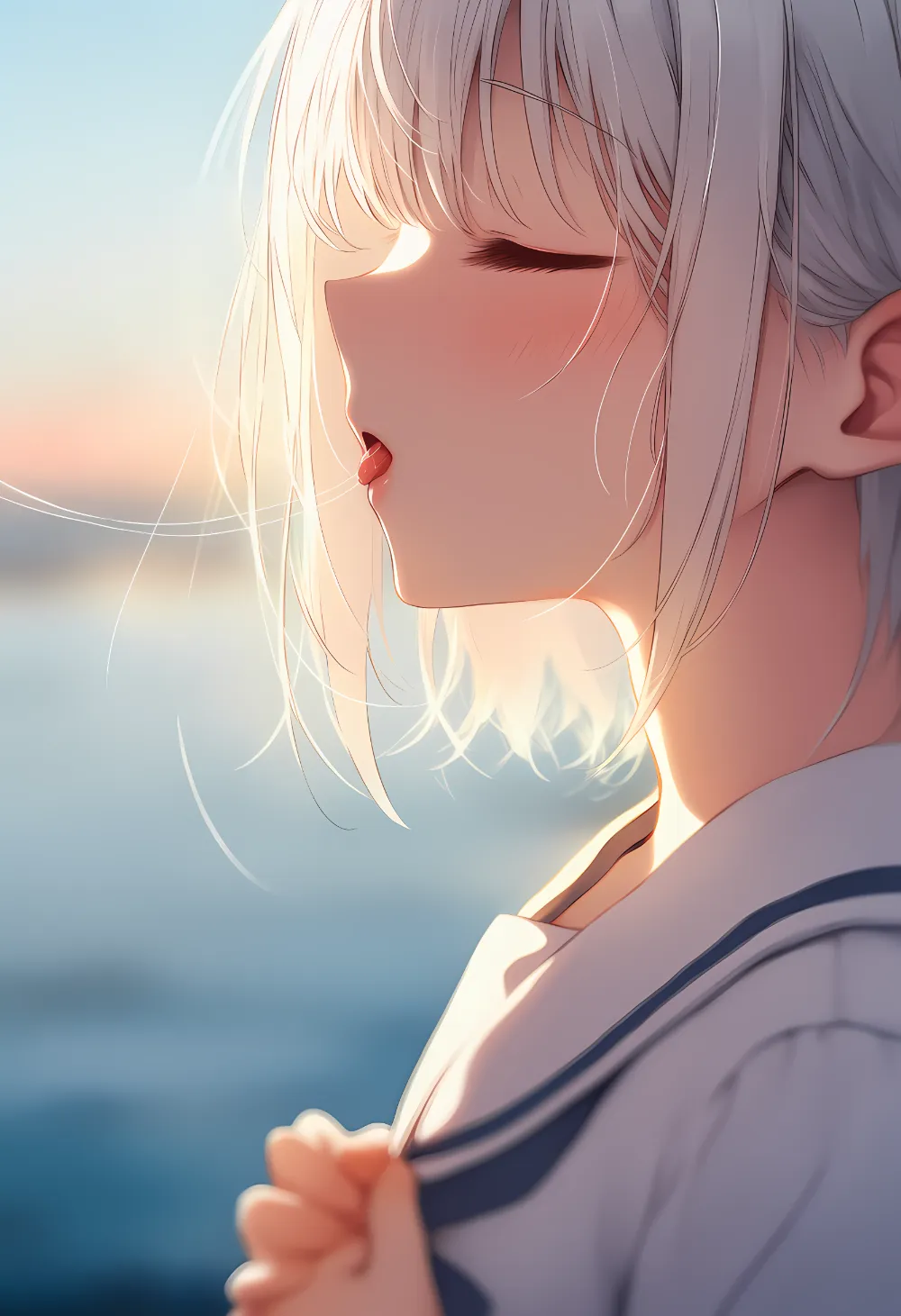 糸を引くよだれのプロンプト：saliva trail｜AIイラスト作例-1