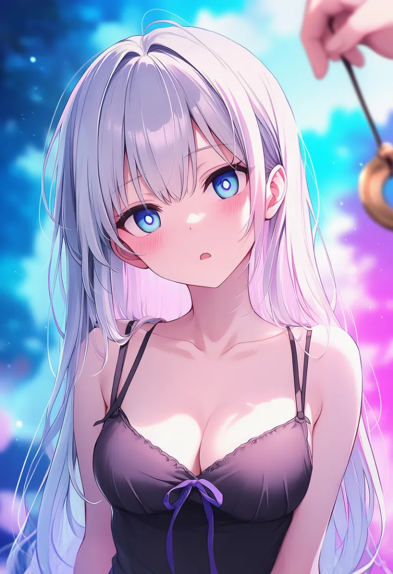 鮮やかで飽和した形状の背景のAIイラスト（催眠シーン用プロンプト紹介）