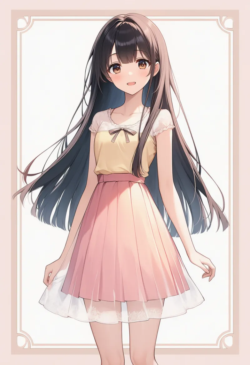 透け感のあるスカートのAIイラスト|デート用コーデのプロンプト紹介