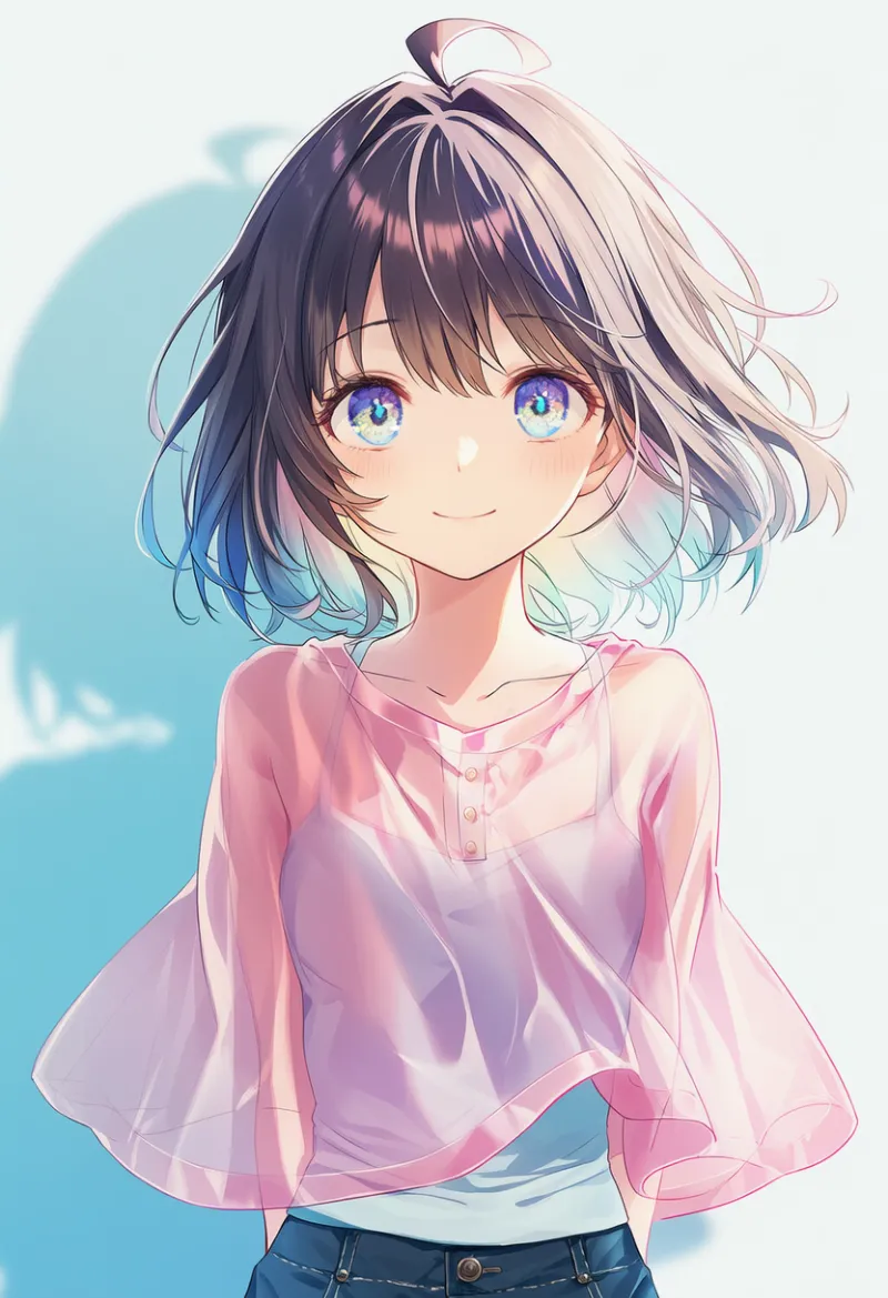 透け感のあるポンチョのAIイラスト|プロンプト紹介