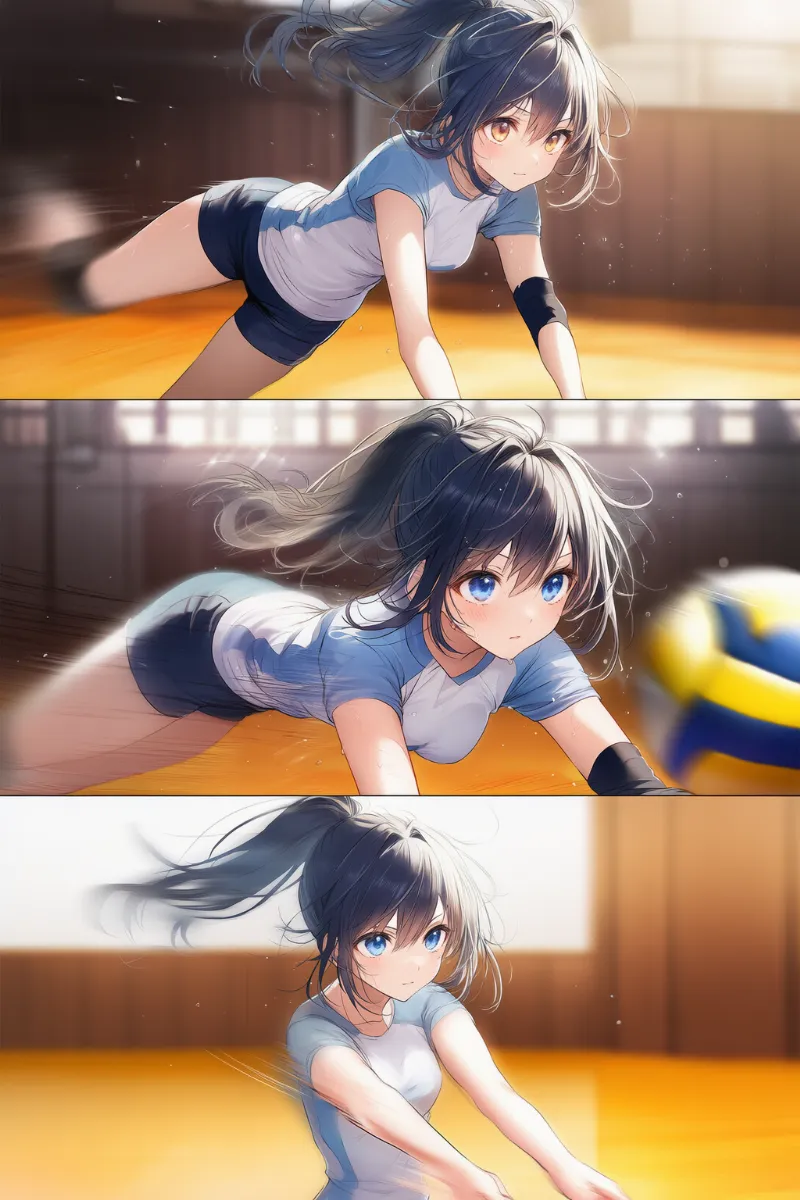 連続写真風を再現したAIイラスト｜プロンプト紹介：sequential exposures