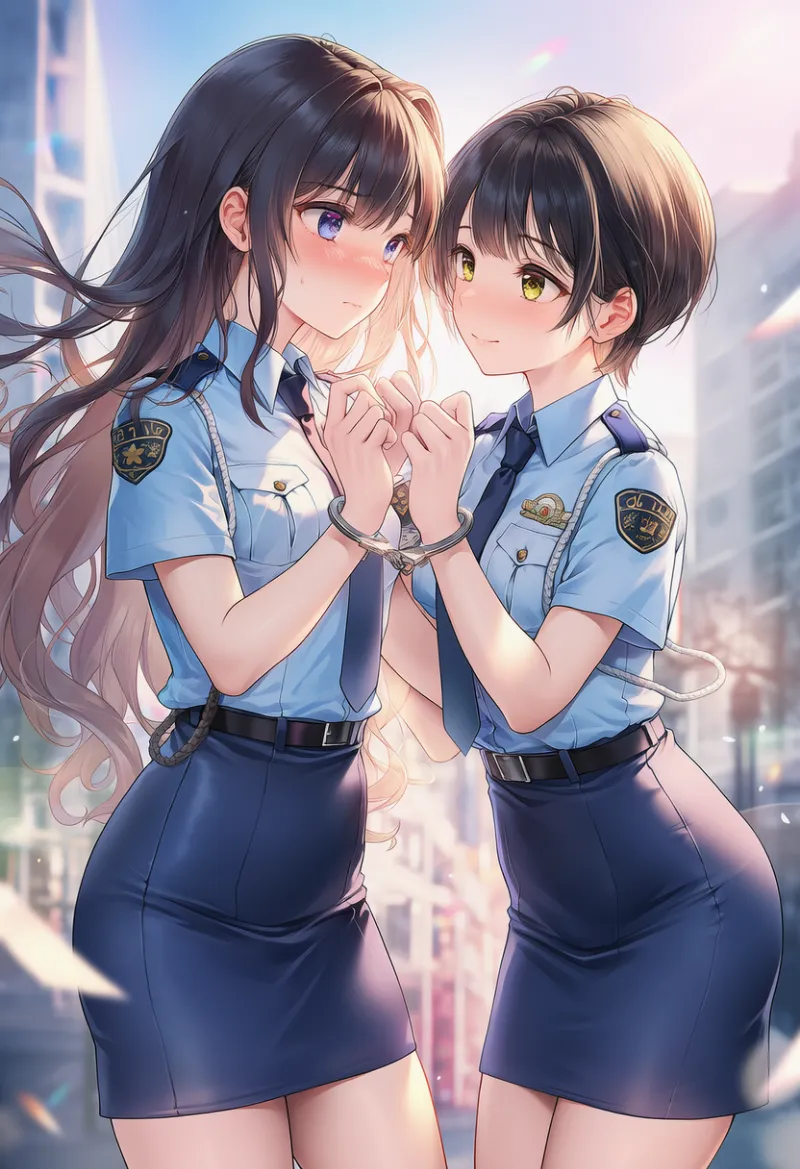 共有手錠のAIイラスト｜プロンプト紹介：shared handcuffs