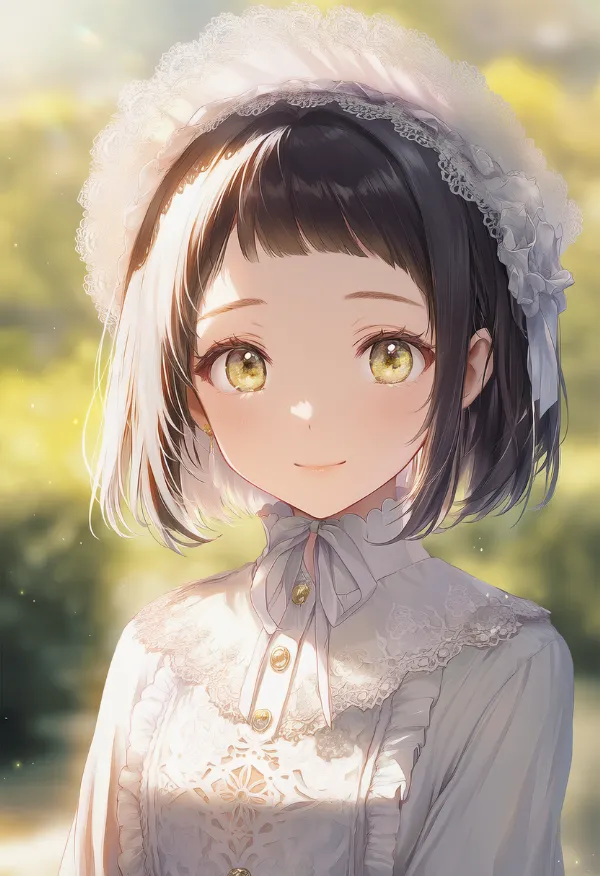 短い前髪（お嬢様ヘア）のAIイラスト｜プロンプト紹介