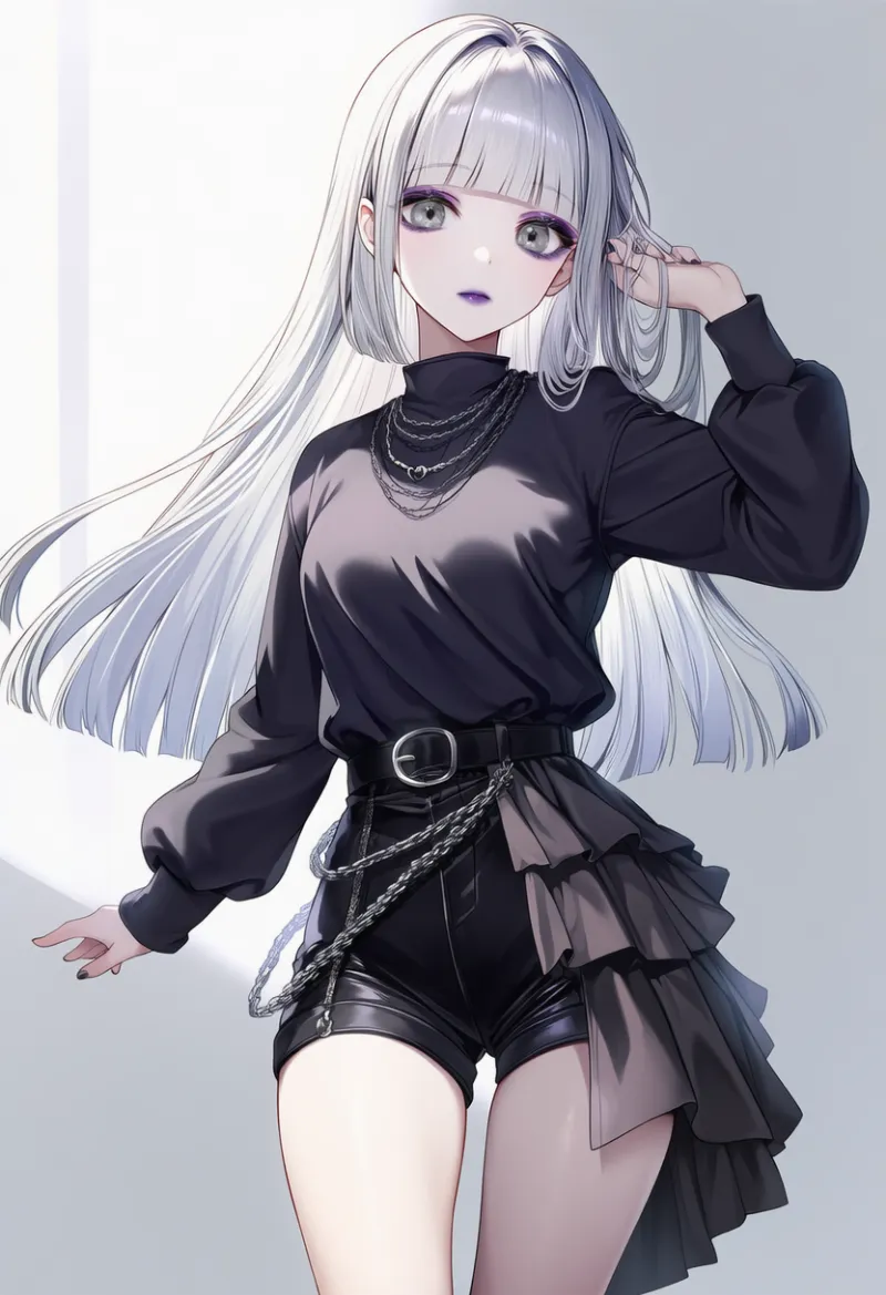 ハーフスカートのAIイラスト(ゴシックファション)|プロンプト紹介