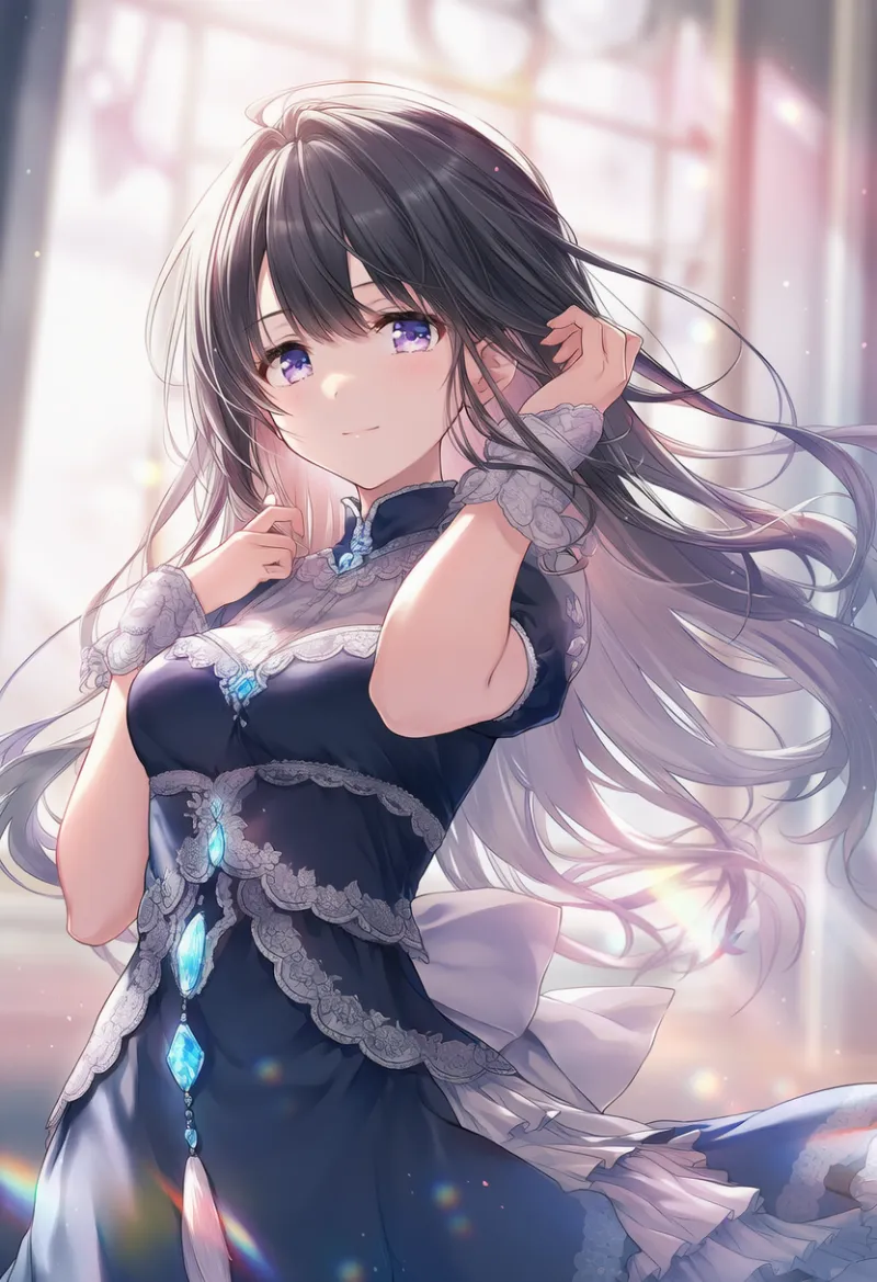 銀の縁取りのAIイラスト（豪華な服用）｜プロンプト紹介