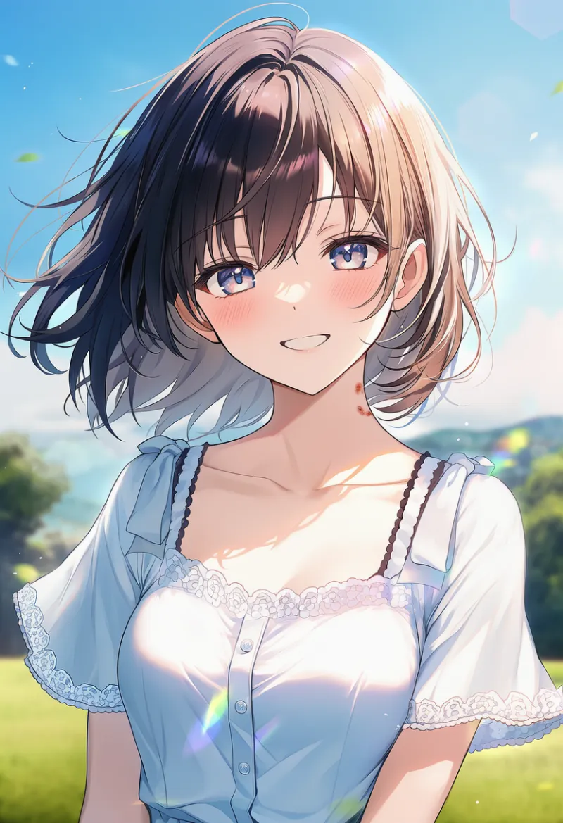 キスマークのAIイラスト|プロンプト紹介:single hickey on neck