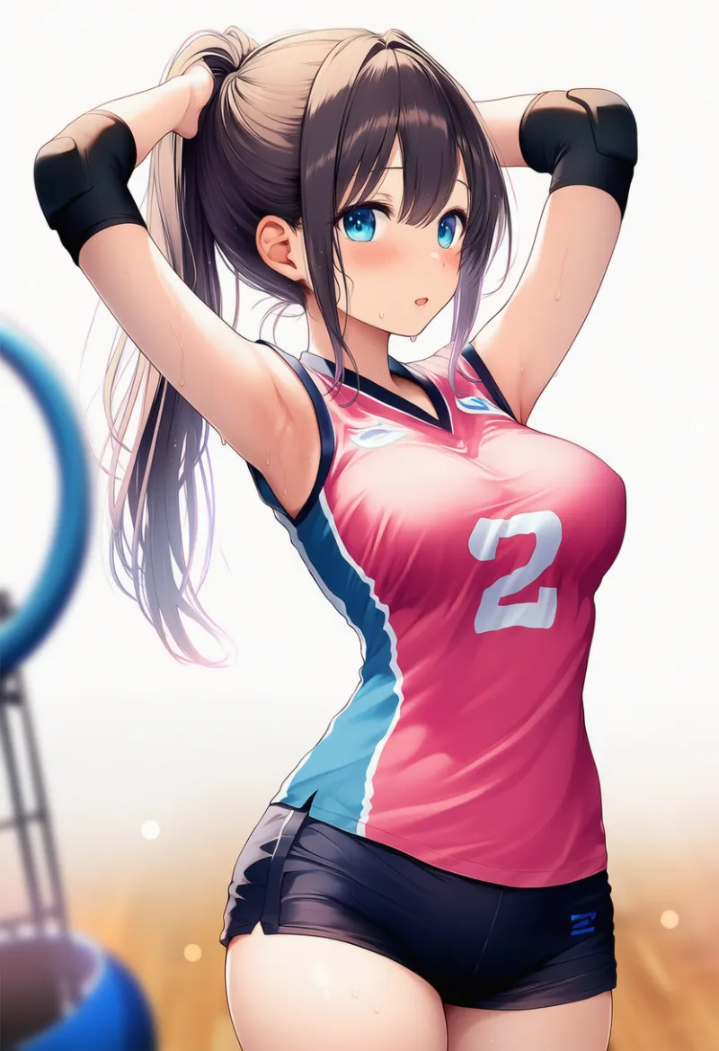 袖なしジャージとショートパンツのAIイラスト（バレーボールユニフォーム）｜プロンプト紹介