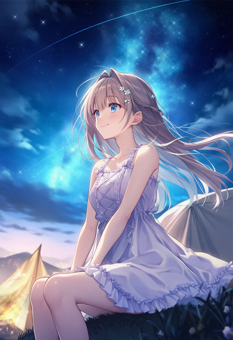 星空観察のAIイラスト｜プロンプト紹介