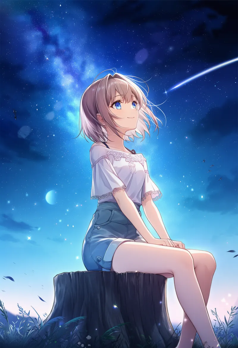 星空のAIイラスト（キャンプ場）｜プロンプト紹介