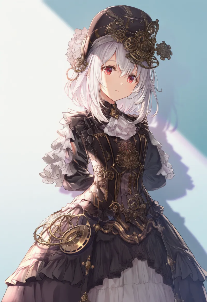 スチームパンクファッションのAIイラスト作例-3(装飾性を加えたもの)