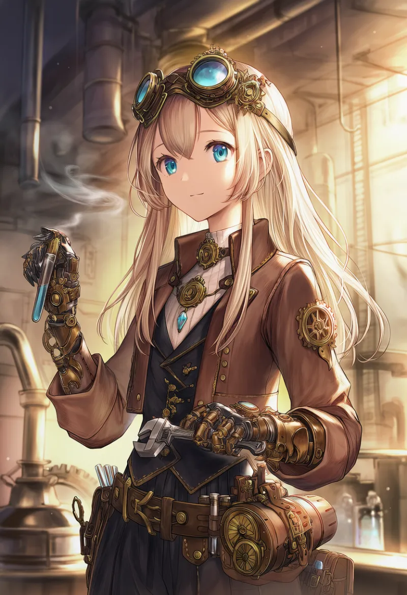 メカニック・発明家風スチームパンク|AIイラスト作例
