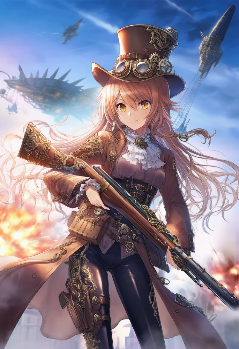 戦闘系スチームパンク(ガンナー)|AIイラスト作例