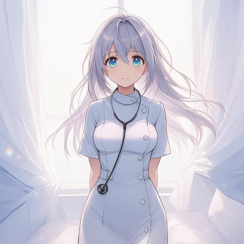 聴診器（首にかけた状態）のAIイラスト｜プロンプト紹介：stethoscope around neck