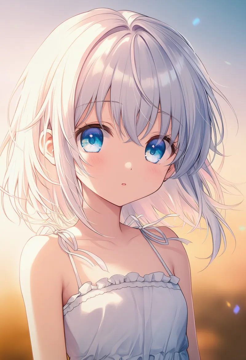 リボンストラップのサンドレス|幼い少女の服プロンプト