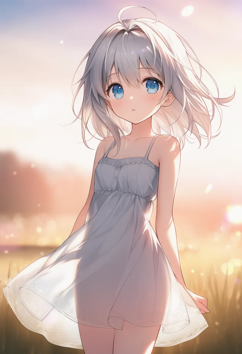 透け感のあるサンドレス|幼い少女の服プロンプト