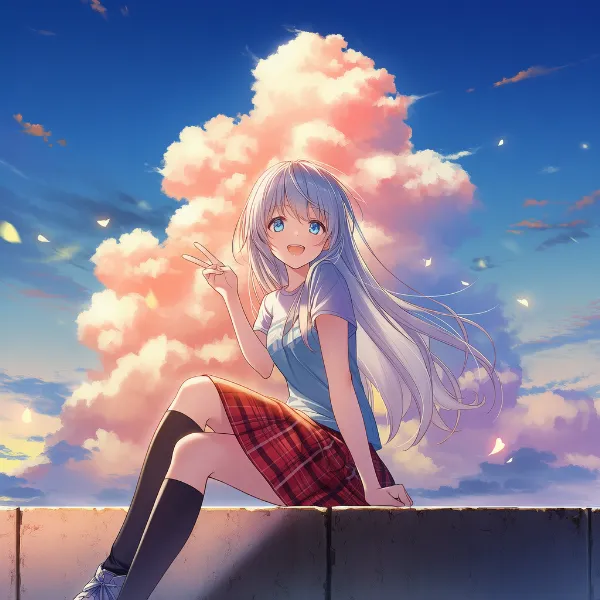 キャラクターが座っている状態のAIイラスト作例