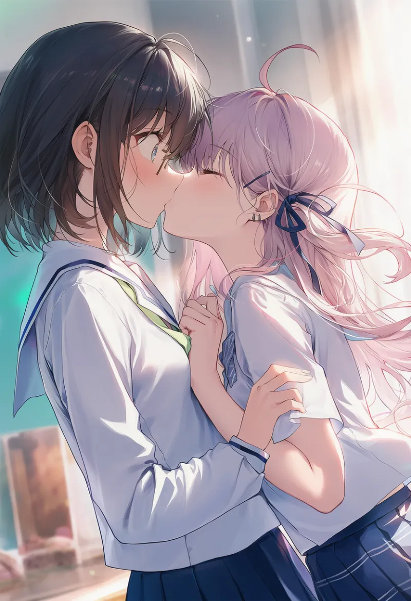 突然のキスのAIイラスト|プロンプト紹介:surprise kiss