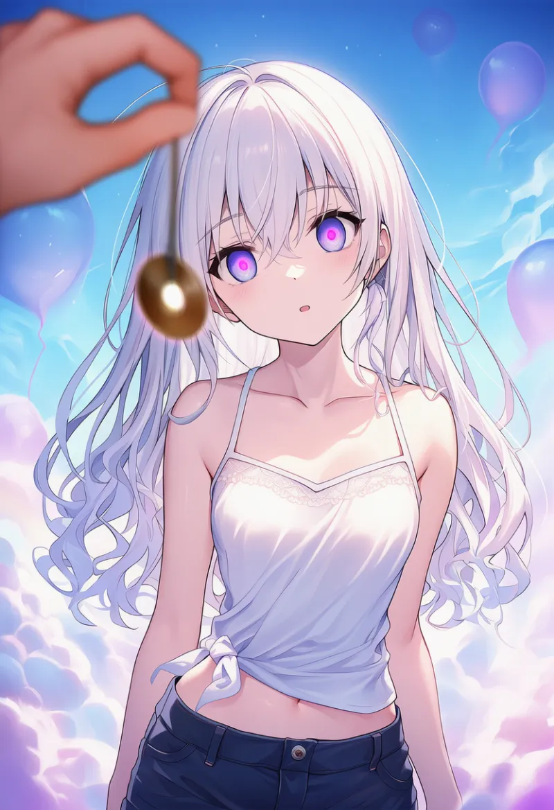 シュールな背景のAIイラスト（催眠シーン用プロンプト紹介）