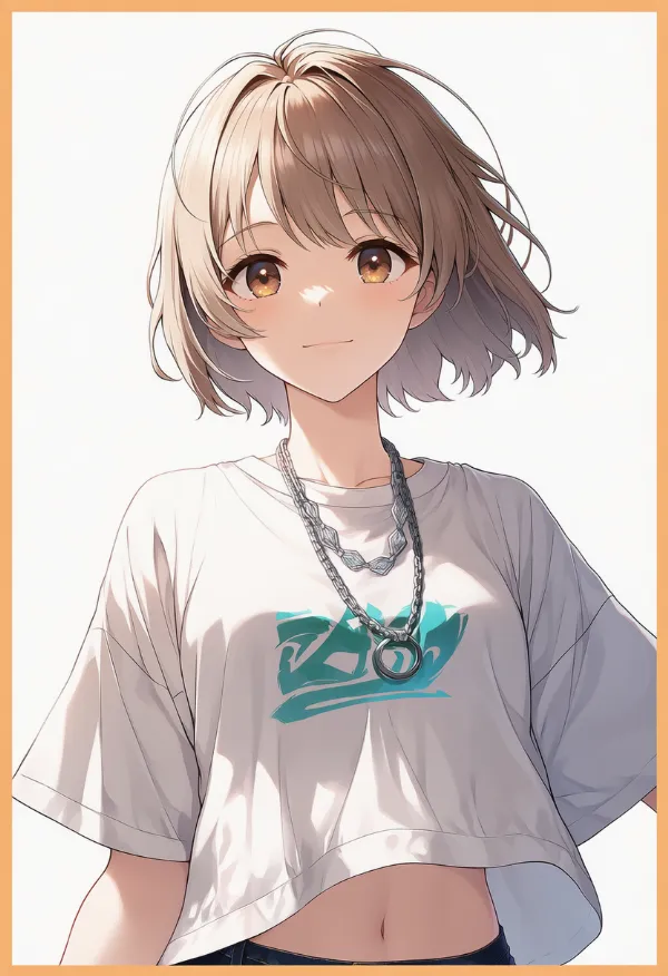 太いシルバーネックレスを再現したAIイラスト|プロンプト紹介