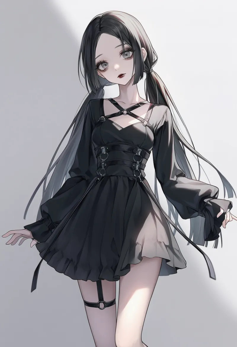 太ももストラップのAIイラスト(ゴシックファション)|プロンプト紹介