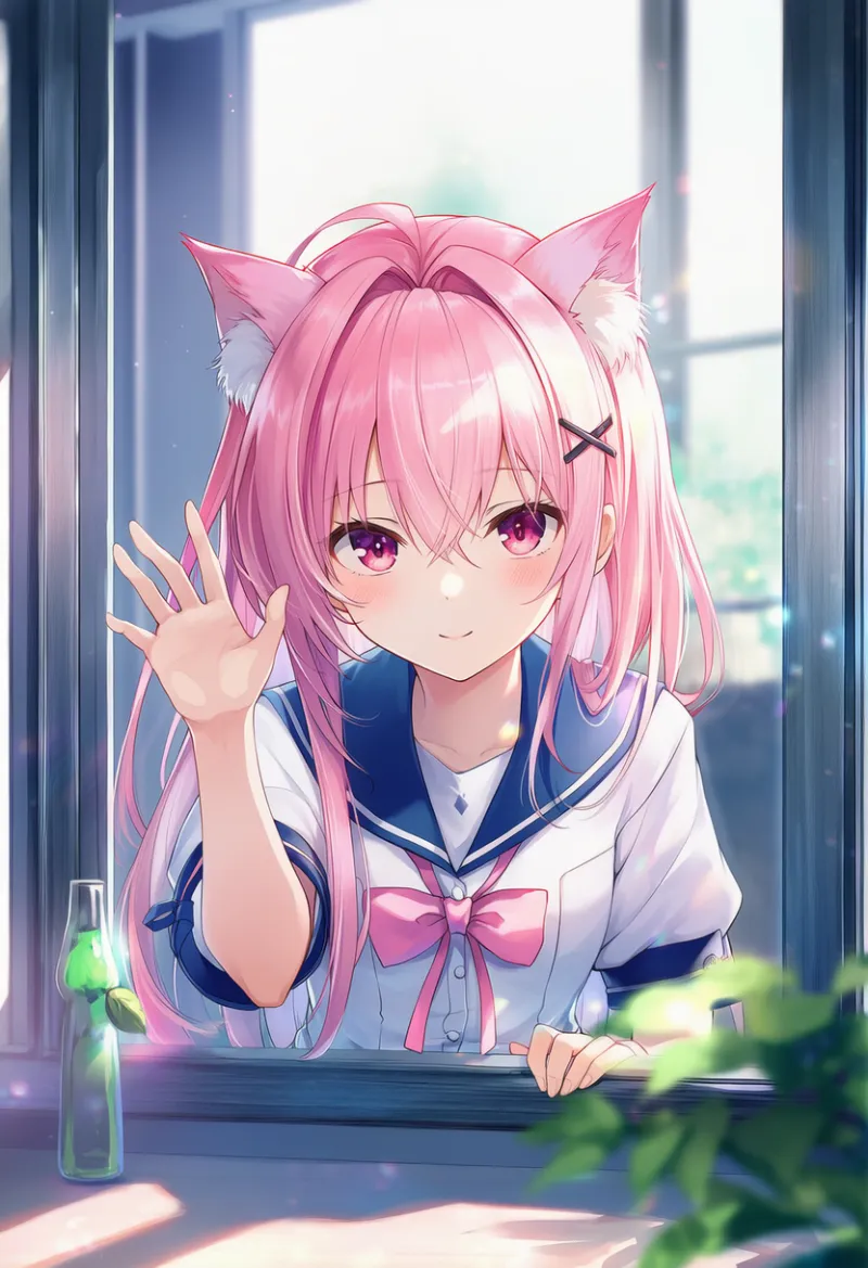 窓越しの視点のAIイラスト