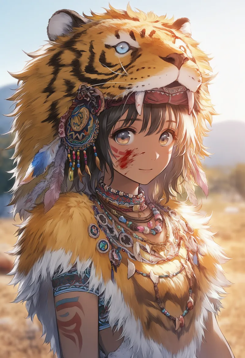 虎の頭飾りのAIイラスト｜プロンプト紹介