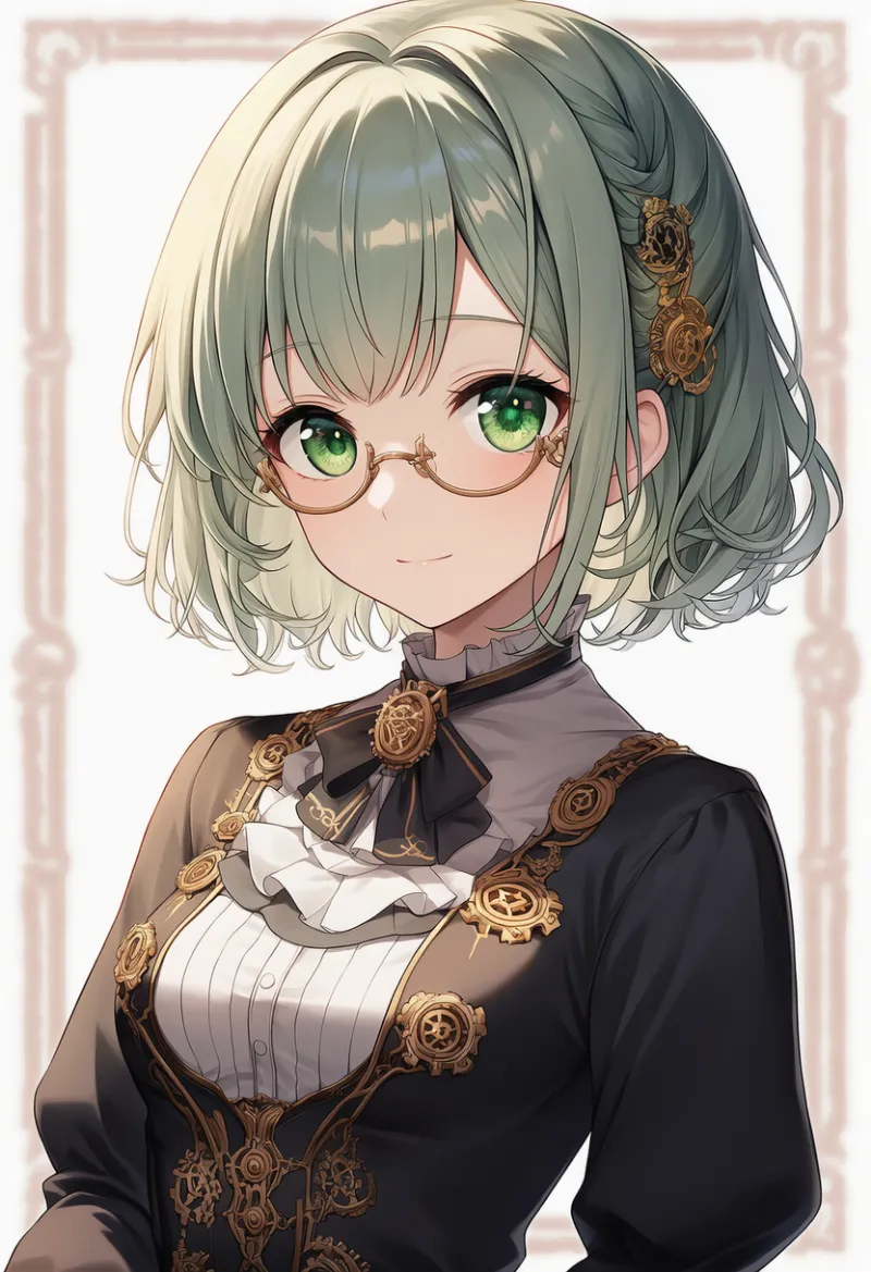 アンダーリム眼鏡のAIイラスト(スチームパンク)|プロンプト紹介