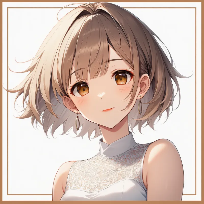明るい茶色ショート|女子大生の髪型のプロンプト紹介