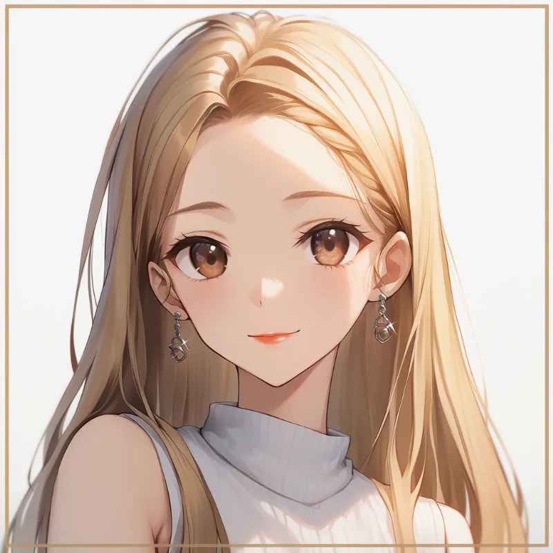金髪ストレートロング|女子大生の髪型のプロンプト紹介