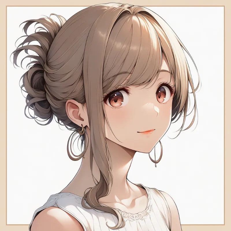 折り返しポニーテール|女子大生の髪型のプロンプト紹介