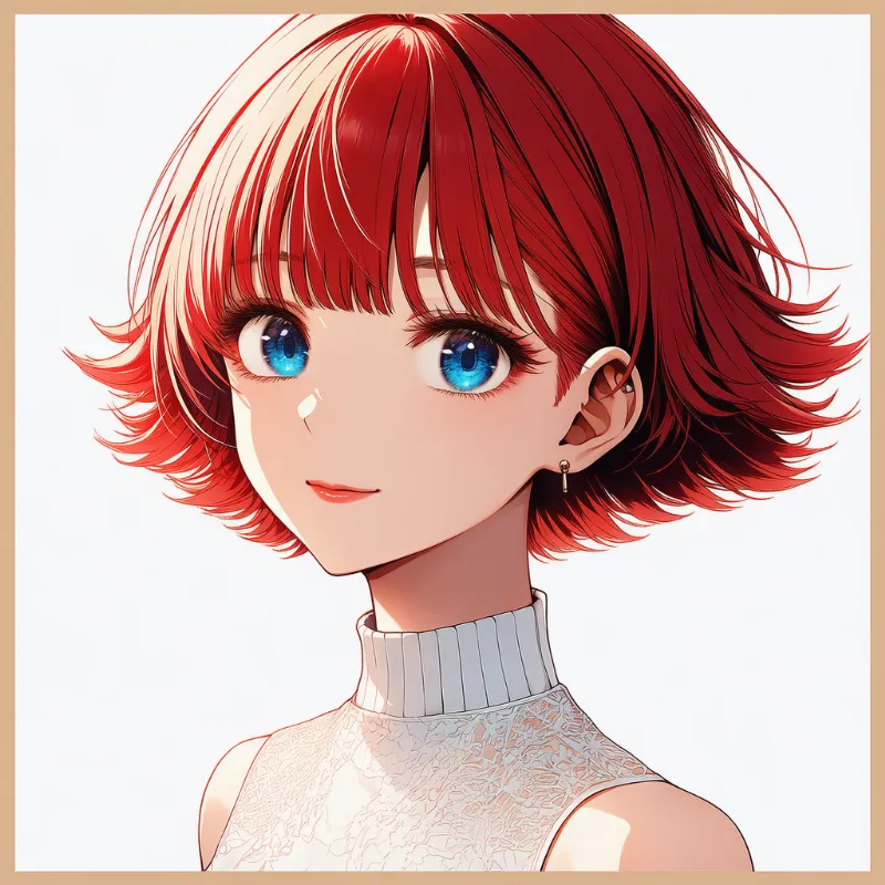 赤髪外ハネ|女子大生の髪型のプロンプト紹介