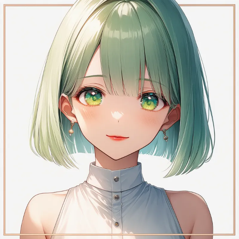 前髪ぱっつん・毛先切り揃え|女子大生の髪型のプロンプト紹介