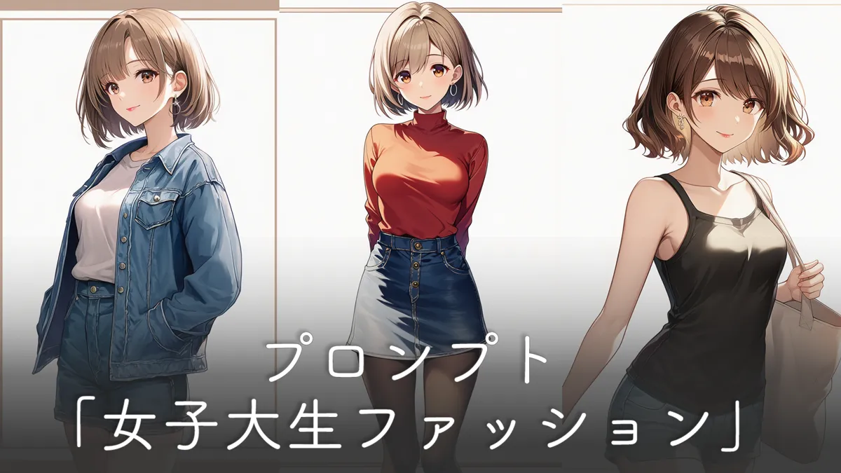 女子大生ファッションのプロンプト集【AIイラスト】