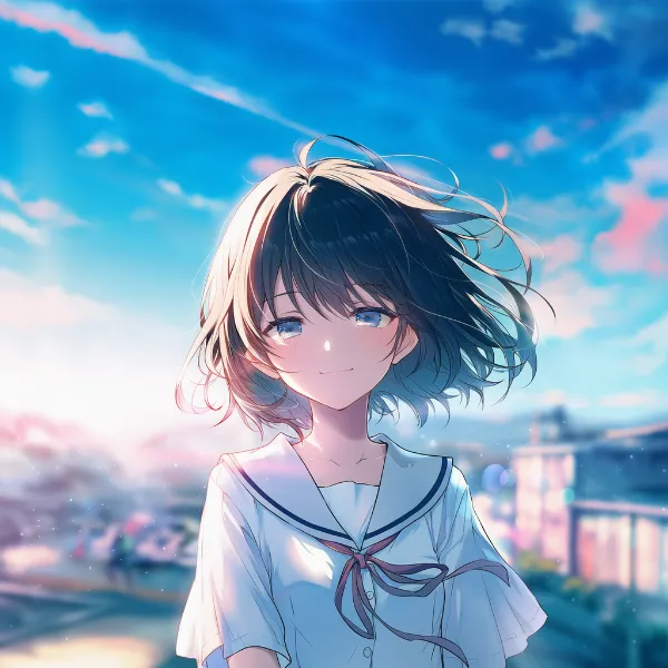 キャラクターの上半身から上の構図のAIイラスト