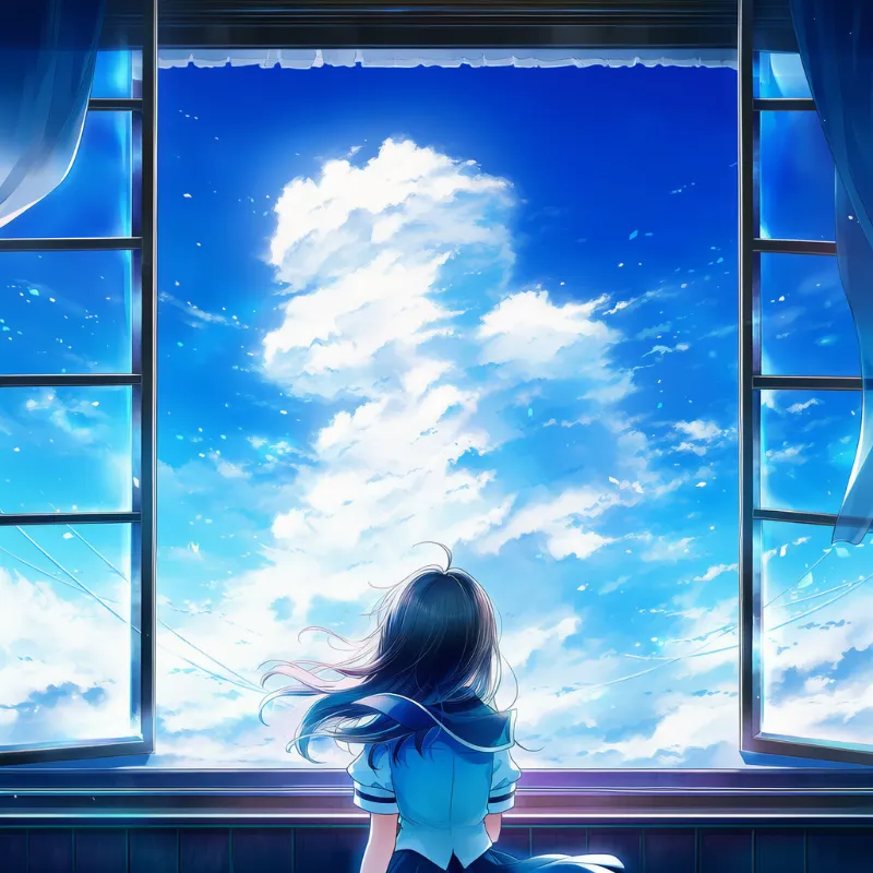 窓の向こうの景色（窓の外の風景）のAIイラスト｜プロンプト紹介