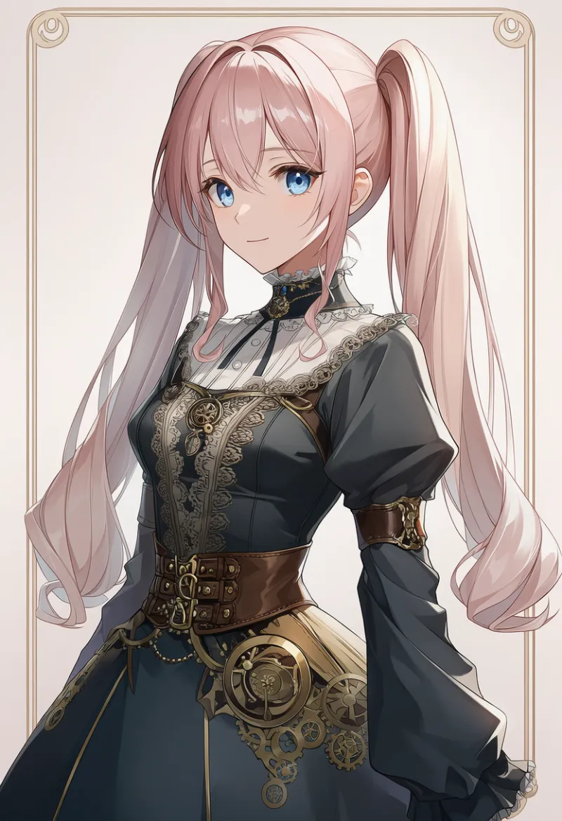 腰締めのAIイラスト(スチームパンク)|プロンプト紹介