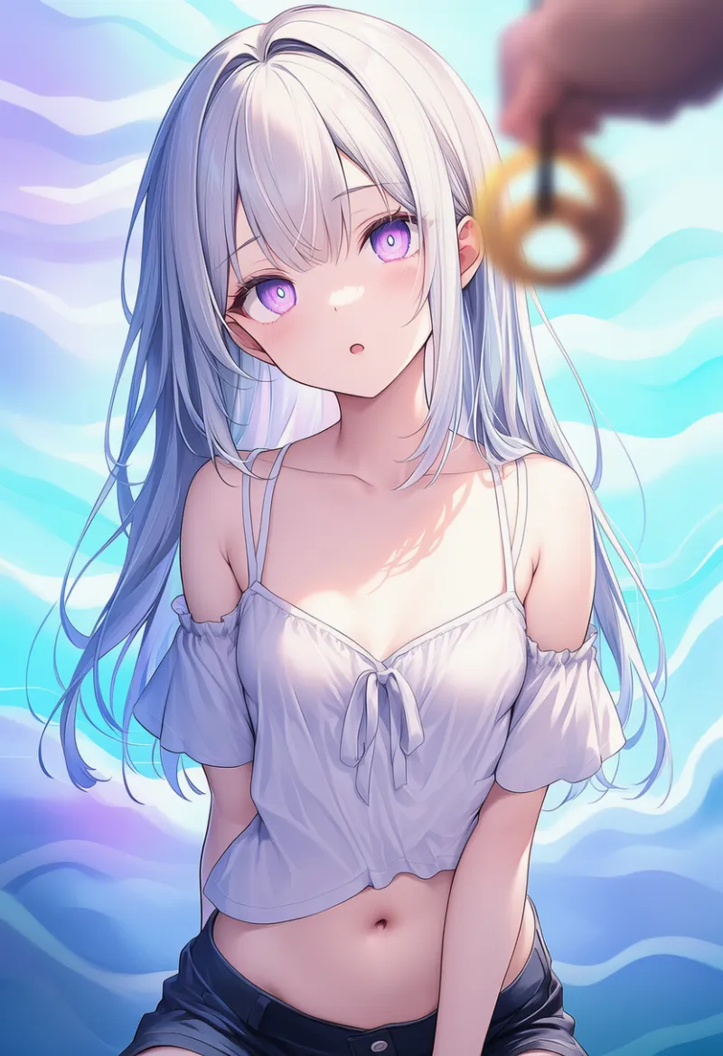 波状の背景のAIイラスト（催眠シーン用プロンプト紹介）