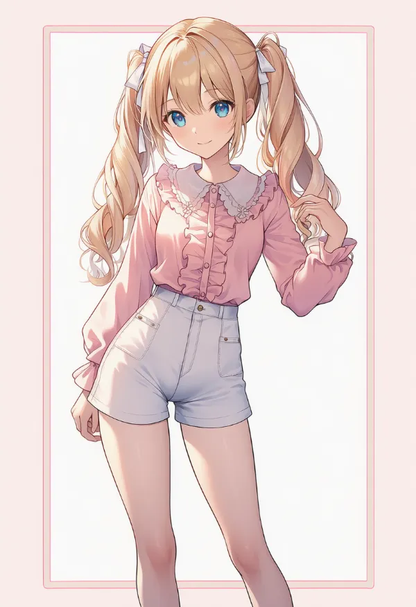 白色のキュロットのAIイラスト|デート用コーデのプロンプト紹介