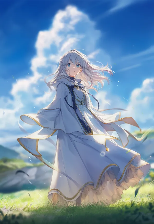 白色のローブのAIイラスト｜プロンプト紹介